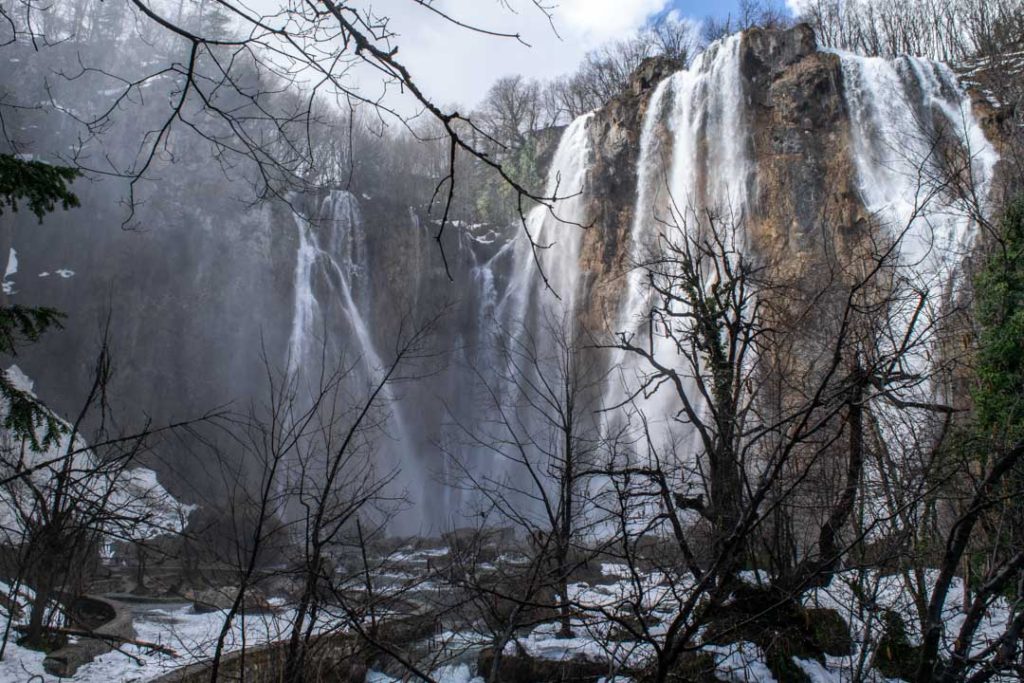 Below Veliki Slap Waterfall, Visiting Plitvice Lakes in Winter